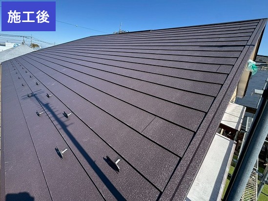 草加市屋根カバー工法施工後