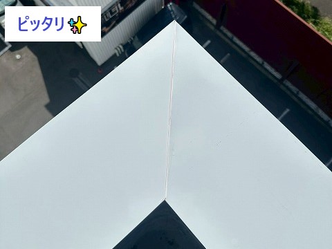 川口市　陸屋根の防水工事　笠木の重ね葺き