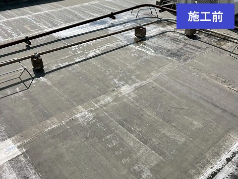 川口市　陸屋根の防水工事　ウレタン塗装