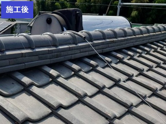 草加市棟瓦取り直し工事　施工後