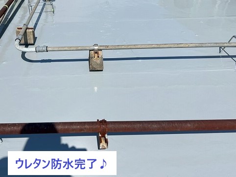 川口市　陸屋根の防水工事　ウレタン塗装