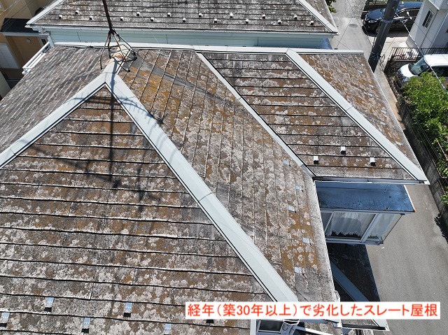 経年劣化したスレート屋根