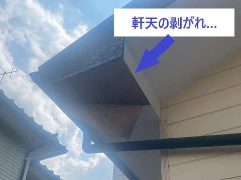剥がれた軒天の調査