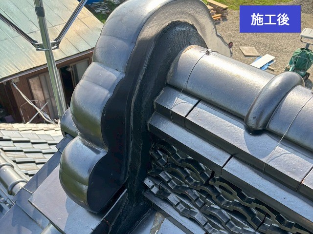 越谷市で瓦屋根の漆喰詰め直し工事を実施しました♪