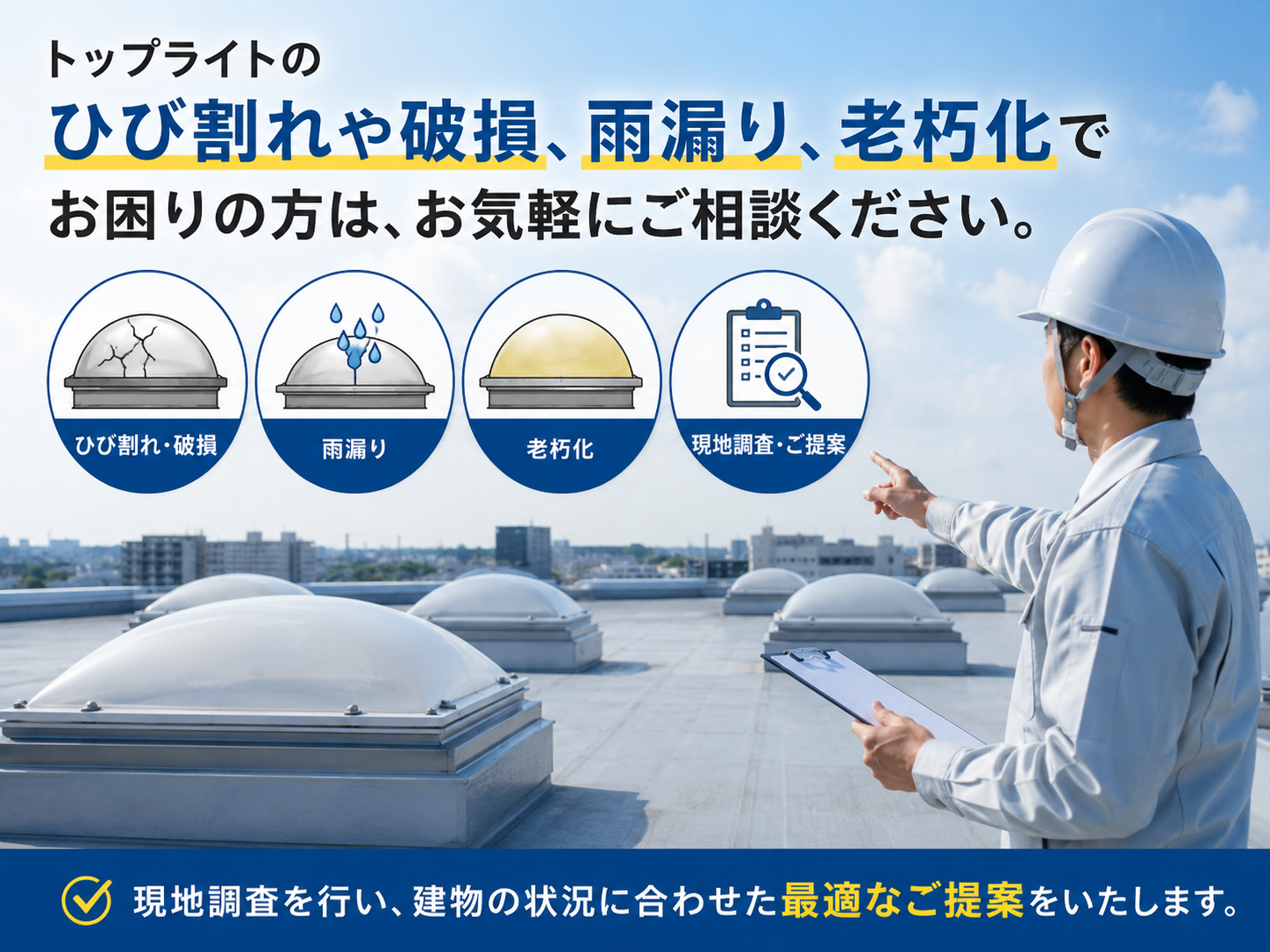 八潮市　トップライトの交換や工事を実施