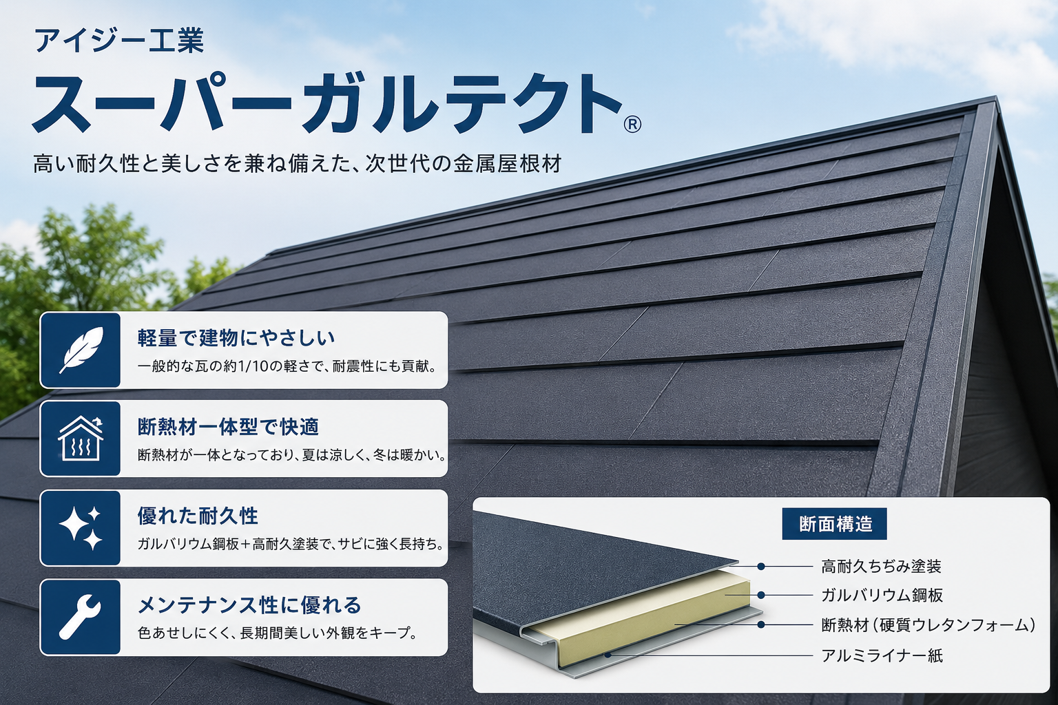 越谷市で屋根カバー工事 スーパーガルテクトを使用して施工しました♪