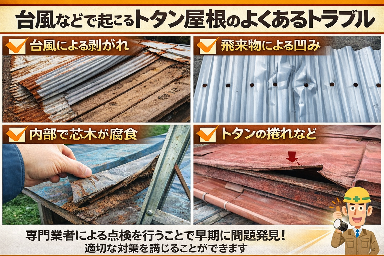 トタン屋根の修理　サビ・浮き・雨漏りリスク対策