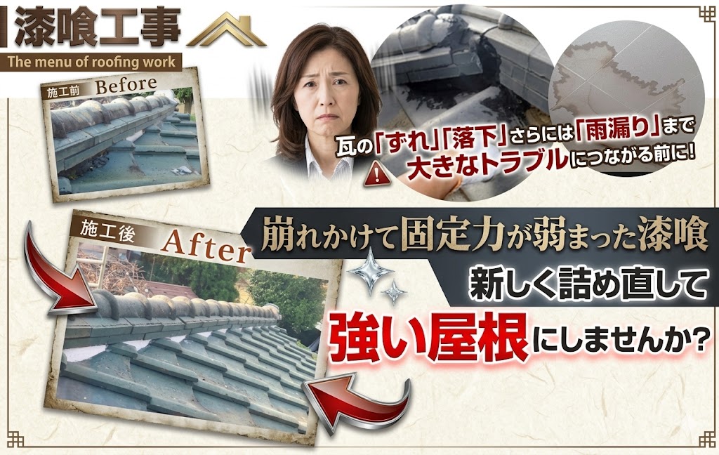 漆喰の固定力をアップ！強い屋根にしましょう！