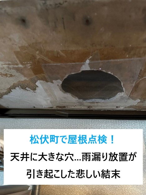 松伏町で雨漏り点検！天井に大きな穴...雨漏り放置が引き起こした悲しい結末😿