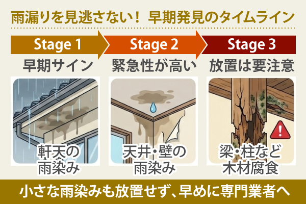 雨漏りを見逃さない！ 早期発見のタイムライン